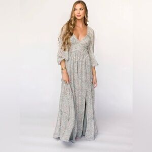 Floral Maternity Friendly Maxi Dress in Mint Green